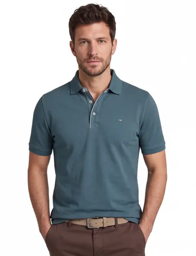 Portofino Portofino polo extra lang groen katoen pique