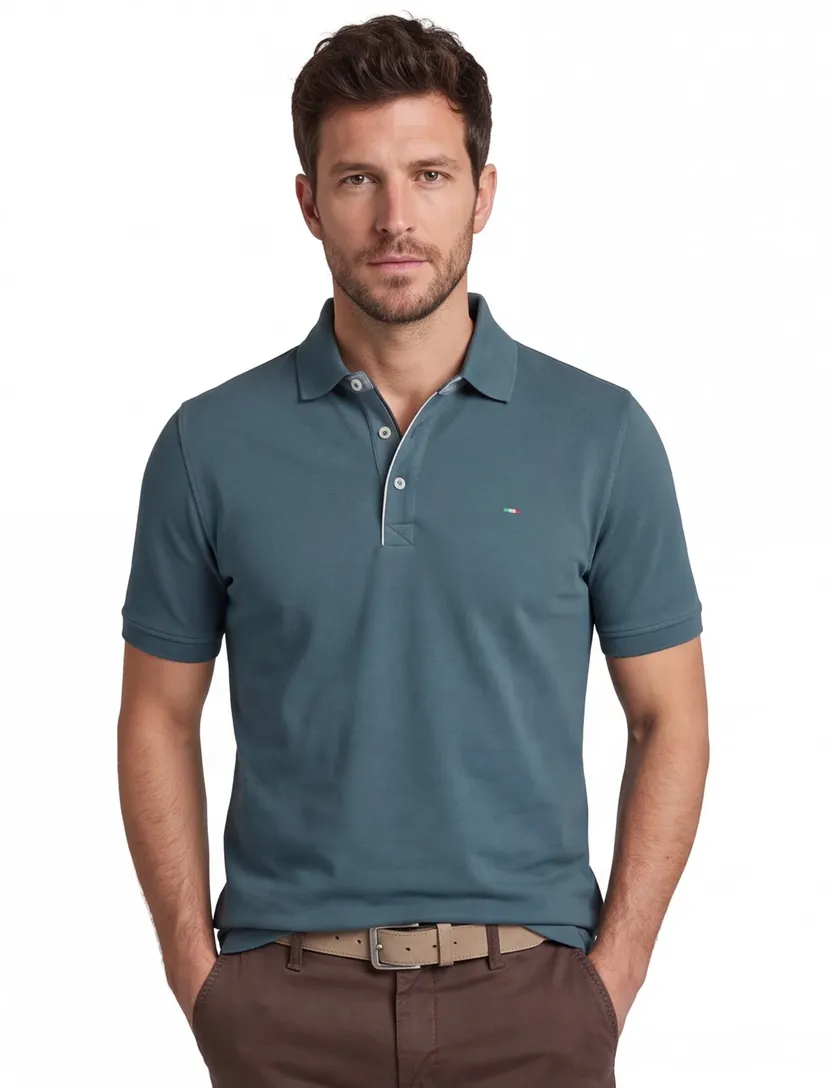 Portofino polo extra lang groen katoen pique