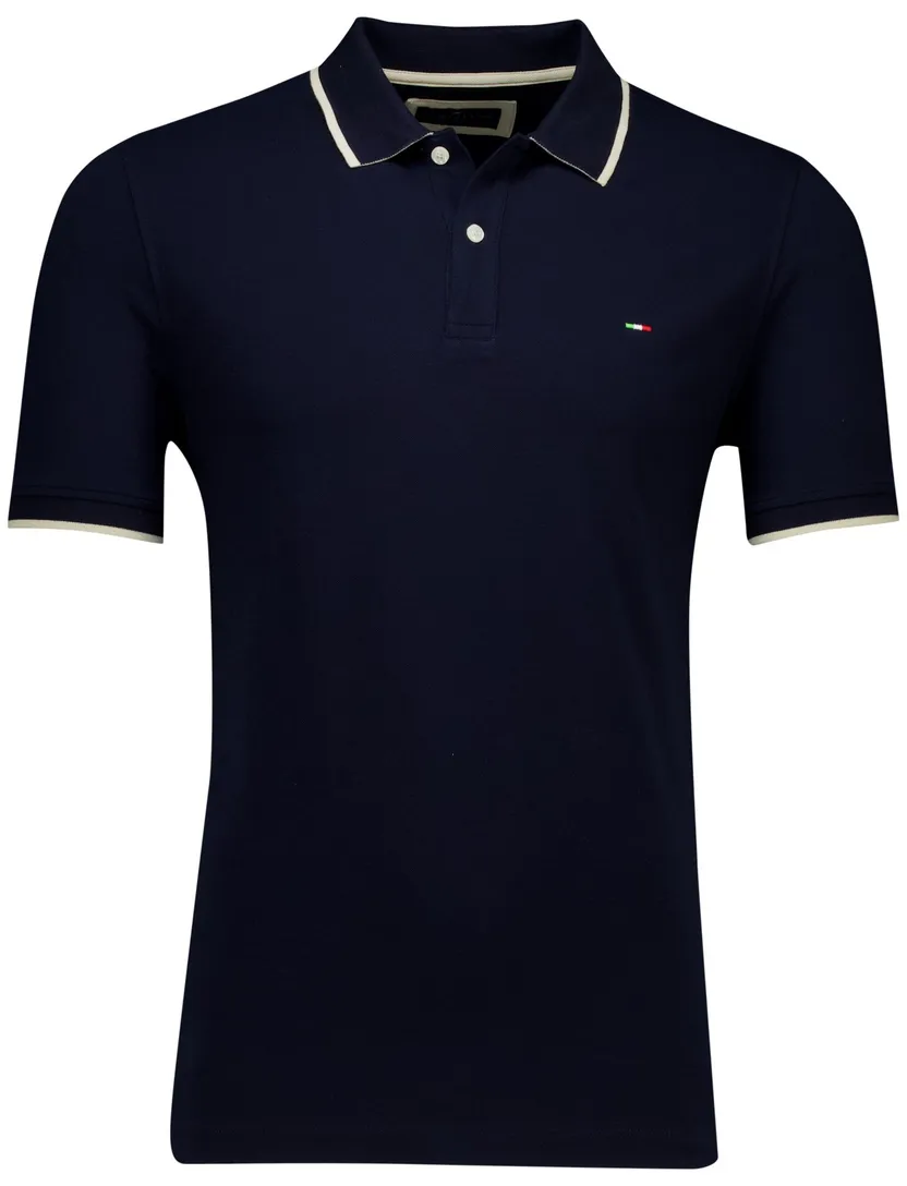 Portofino polo donkerblauw pique effen 3-knoops