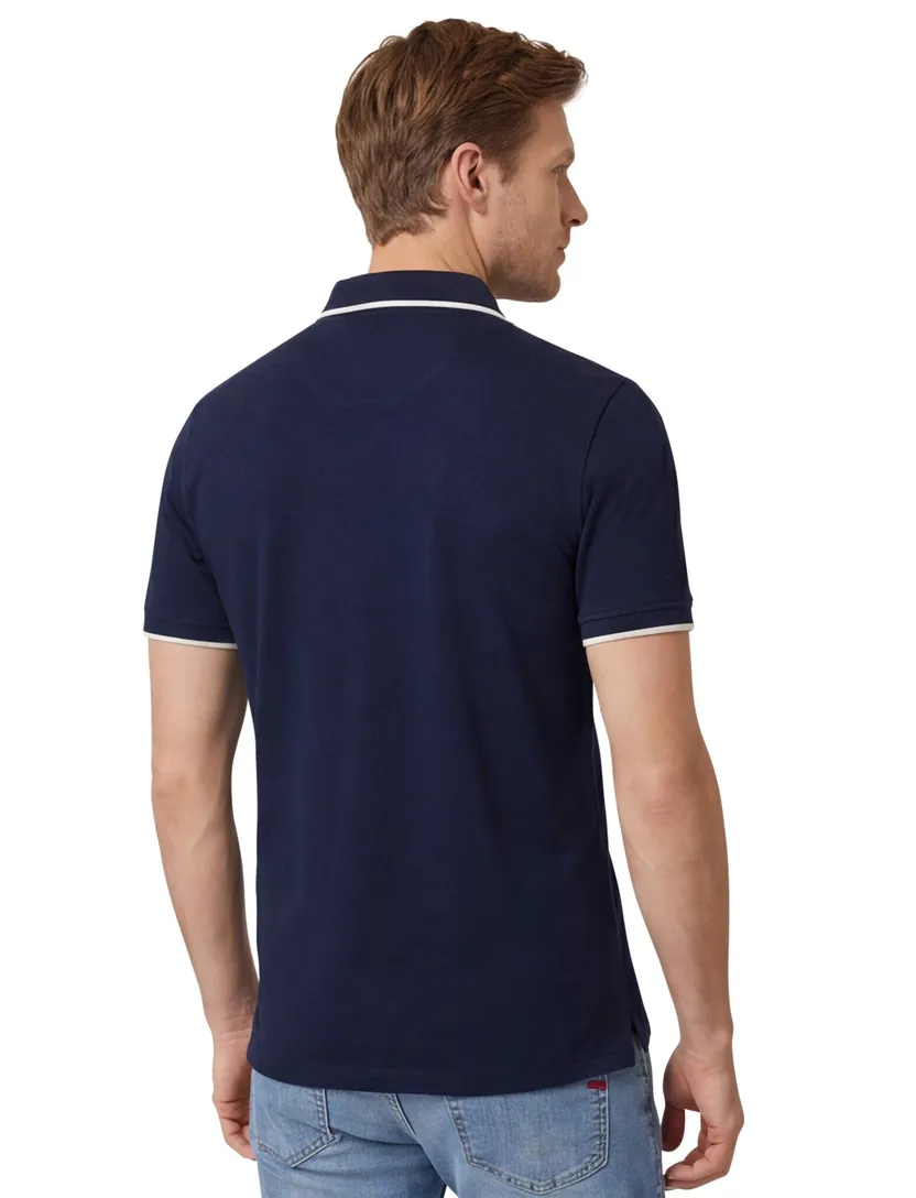 Portofino polo donkerblauw pique effen 3-knoops