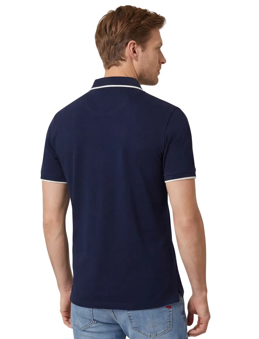 Portofino polo donkerblauw pique katoen