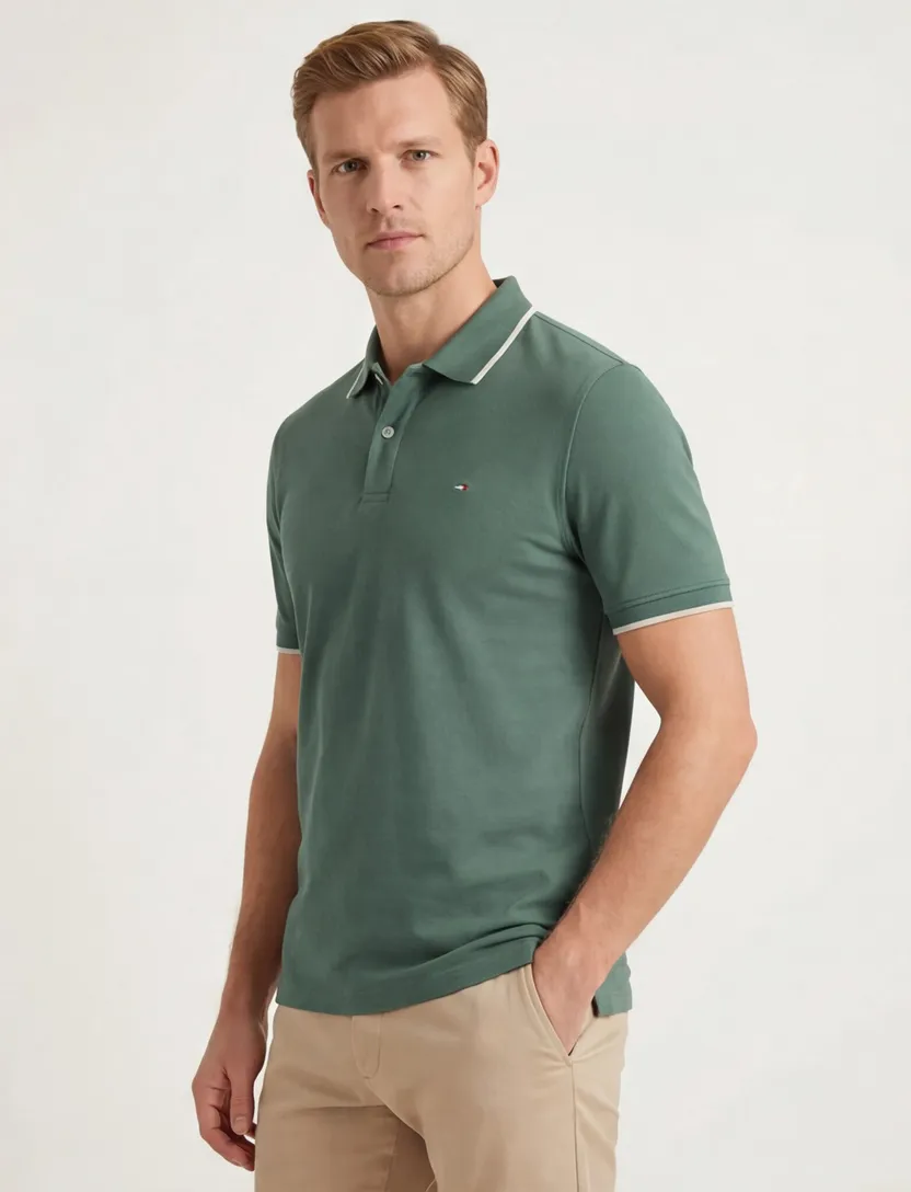 Portofino polo groen katoen effen pique