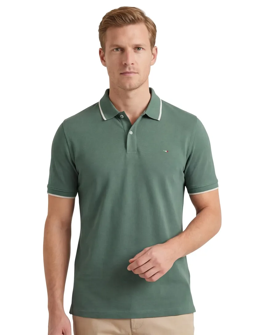 Portofino polo groen katoen effen pique