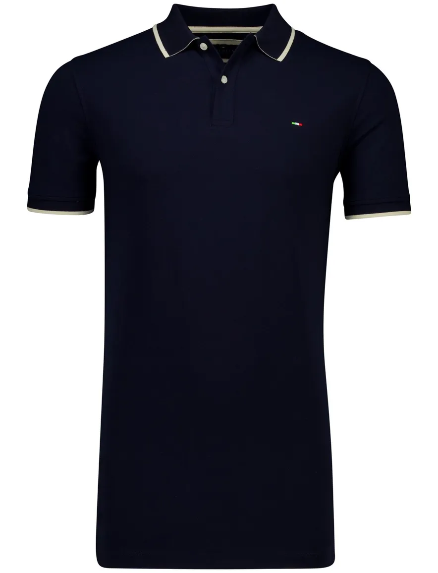 Portofino polo extra lang donkerblauw pique
