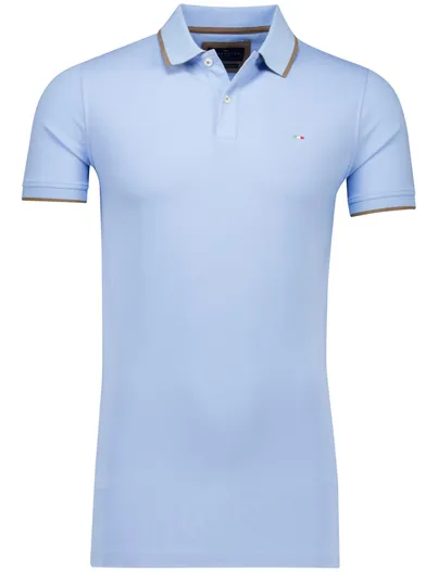 Portofino Portofino polo extra lang blauw bruin pique katoen