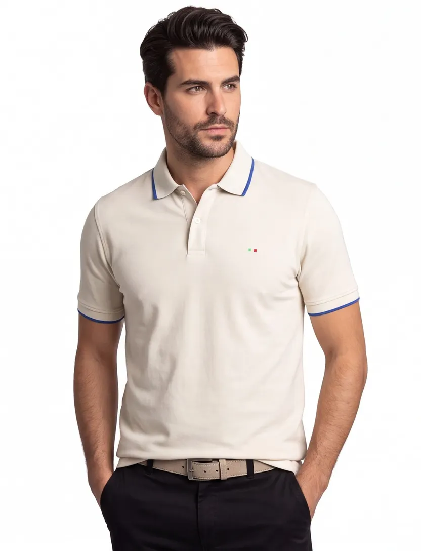 Portofino extra long fit polo beige katoen