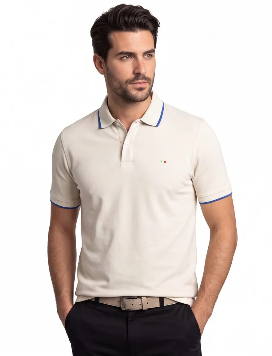 Portofino extra long fit polo beige katoen