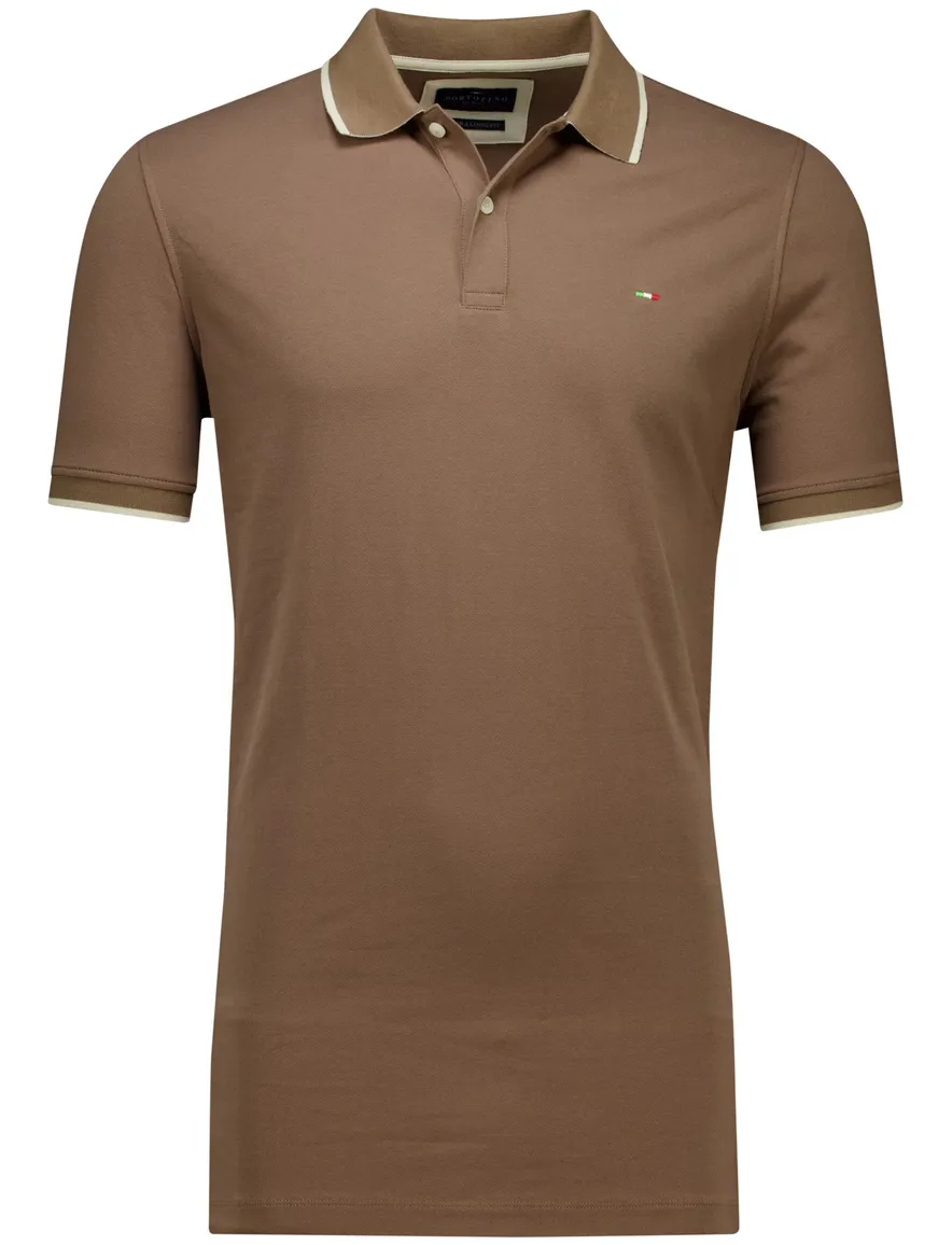 Portofino polo extra lang bruin effen