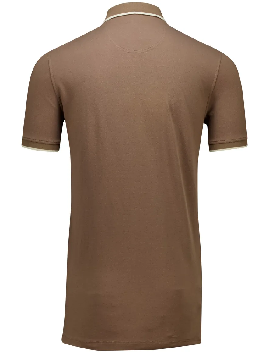 Portofino polo extra lang bruin effen
