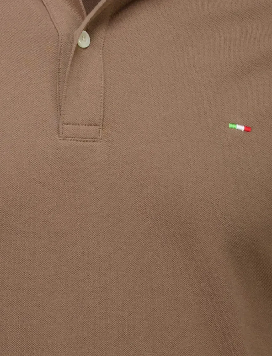 Portofino polo extra lang bruin effen 2-knoops