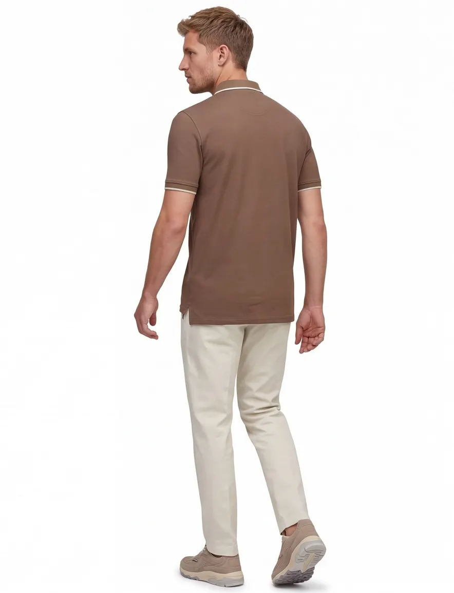 Portofino polo extra lang bruin effen 2-knoops