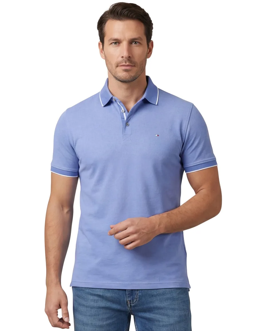 Portofino polo blauw katoen