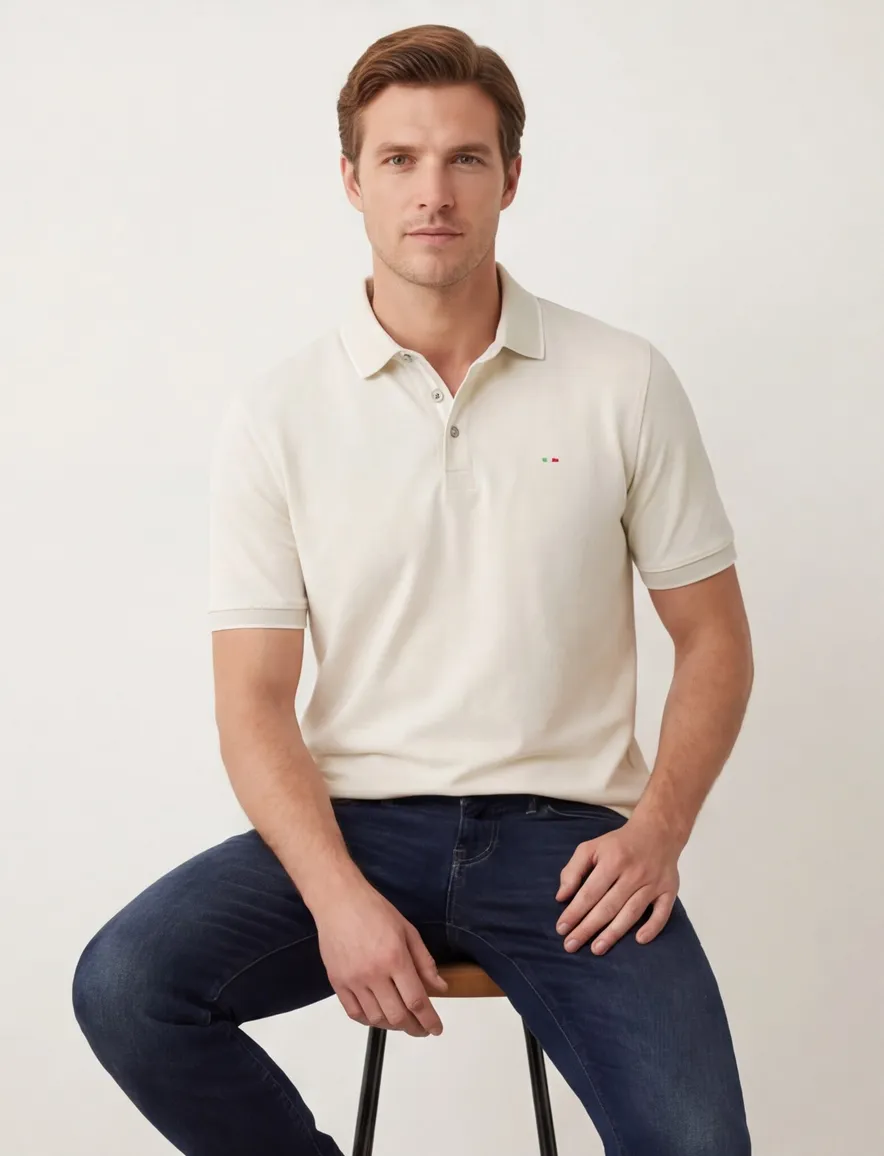 Portofino polo creme 3-knoops