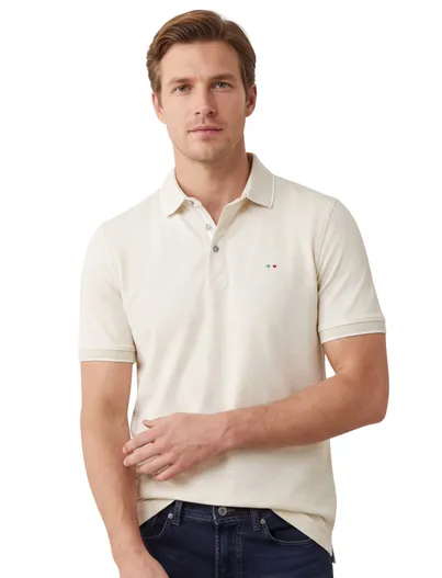 Portofino Portofino polo creme 3-knoops pique