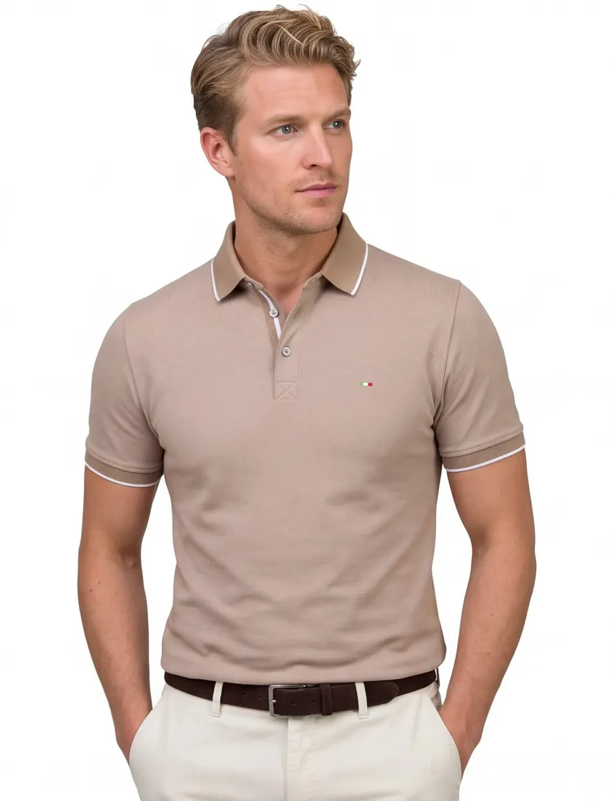 Portofino polo bruin katoen