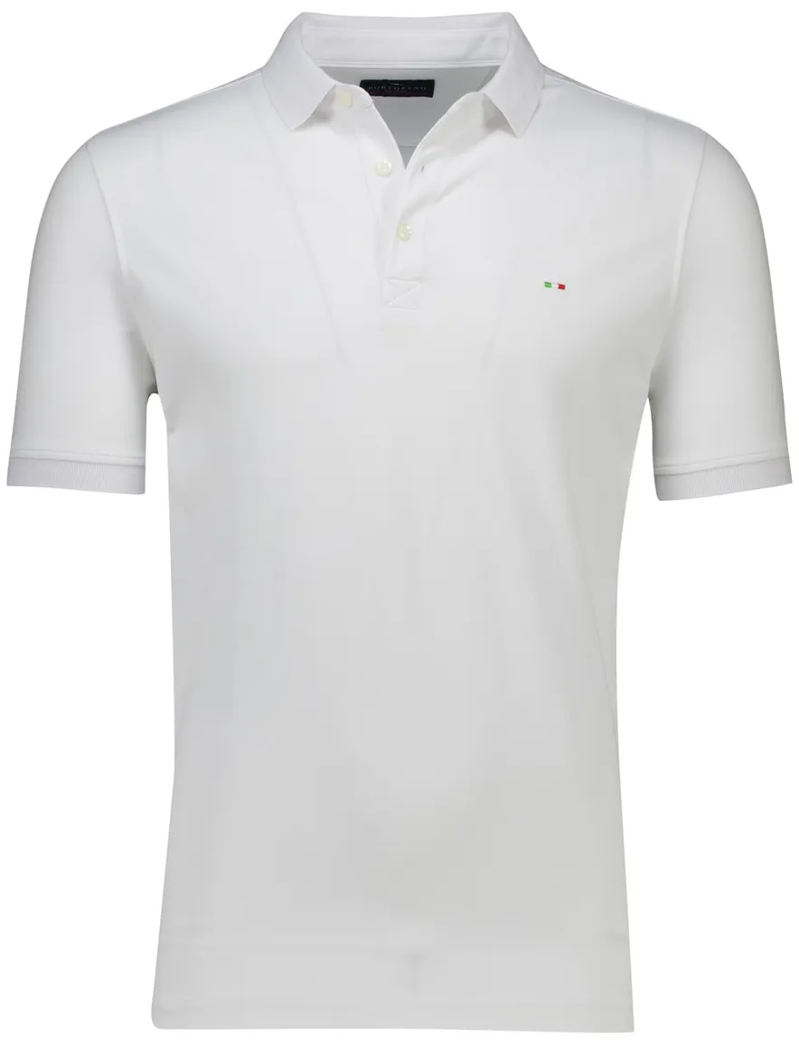 Portofino polo wit 3 knoops normale fit katoen