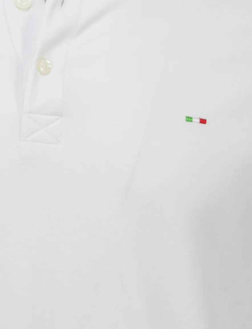 Portofino polo wit 3 knoops normale fit katoen