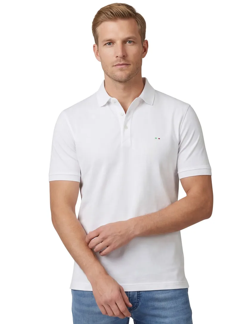 Portofino polo wit 3 knoops katoen