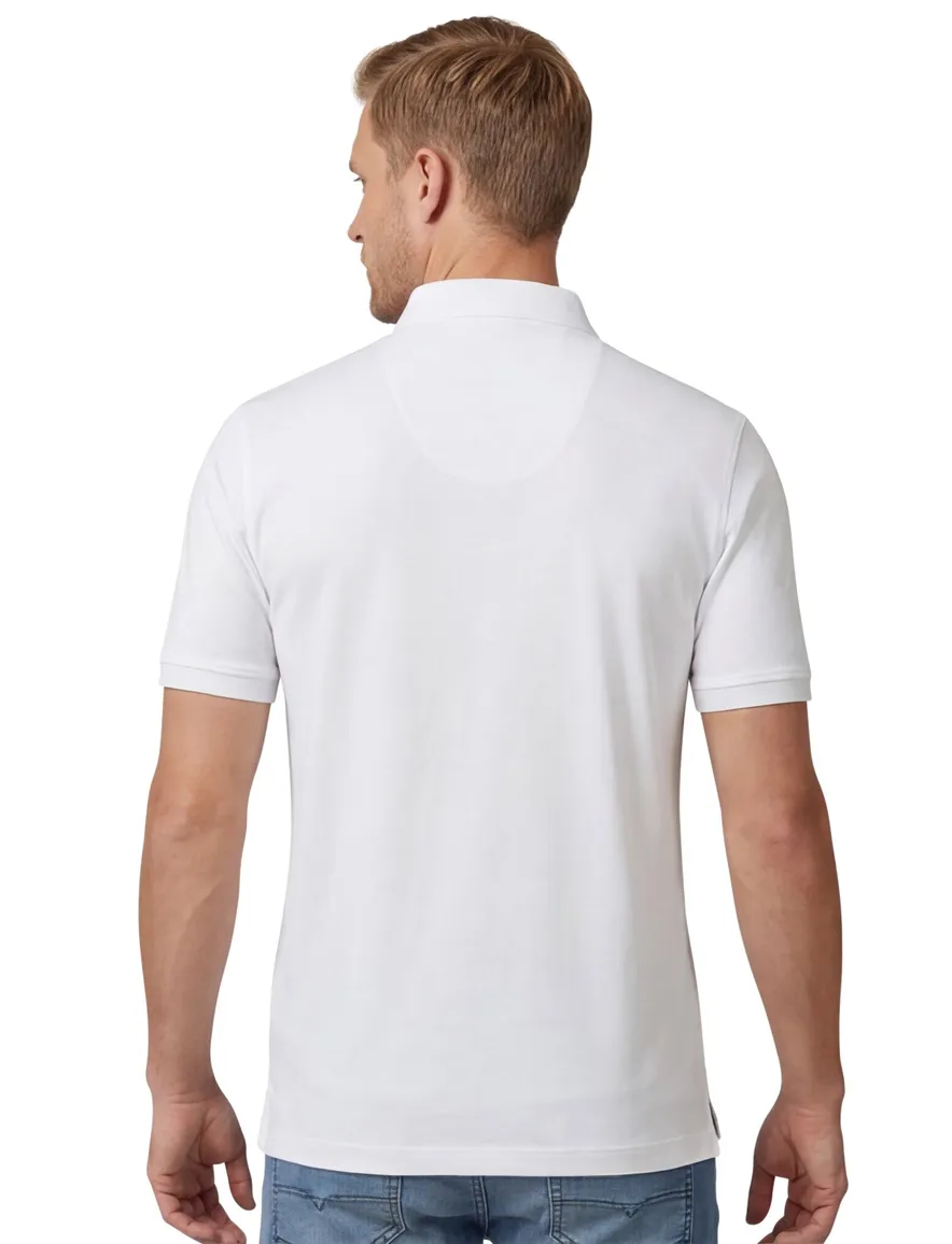 Portofino polo wit 3 knoops normale fit katoen