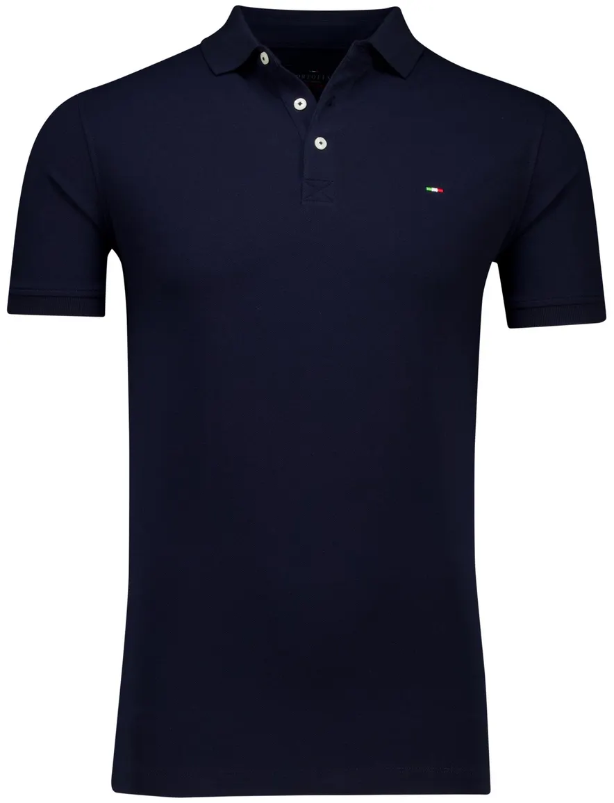 Portofino polo donkerblauw pique 3-knoops