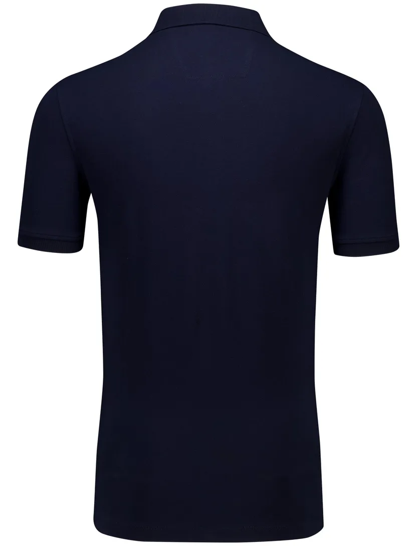 Portofino polo donkerblauw 3-knoops pique katoen