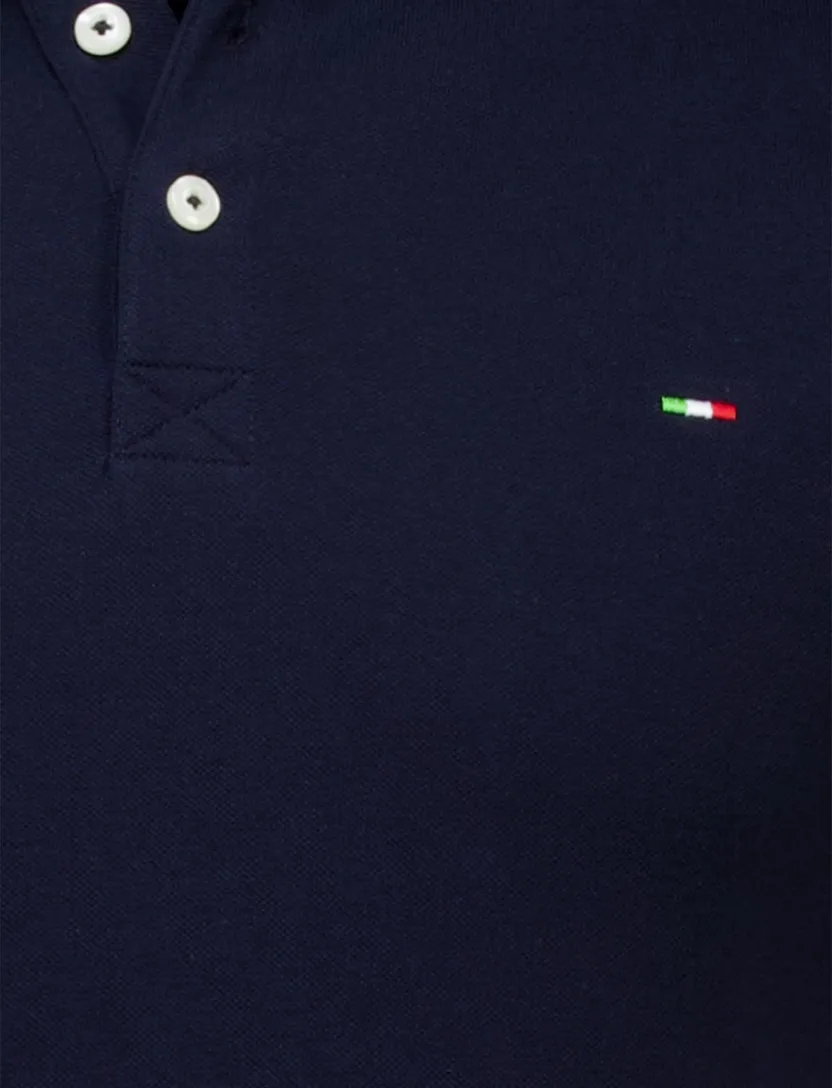 Portofino polo donkerblauw 3-knoops pique katoen