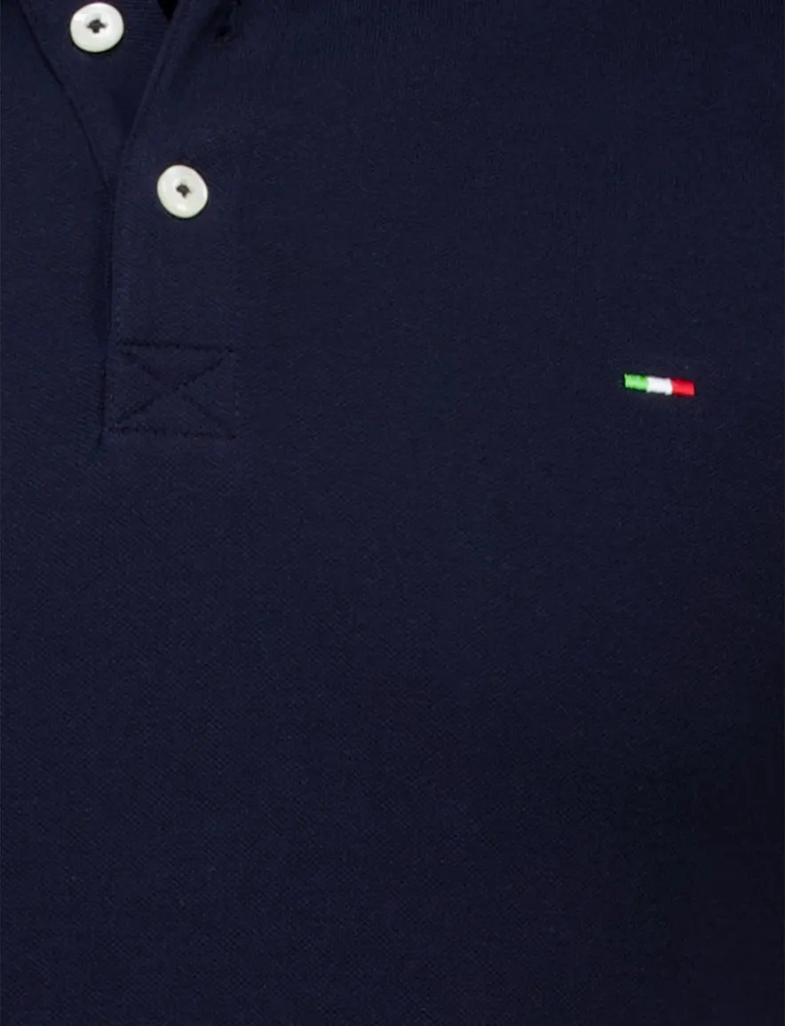 Portofino polo donkerblauw pique 3-knoops