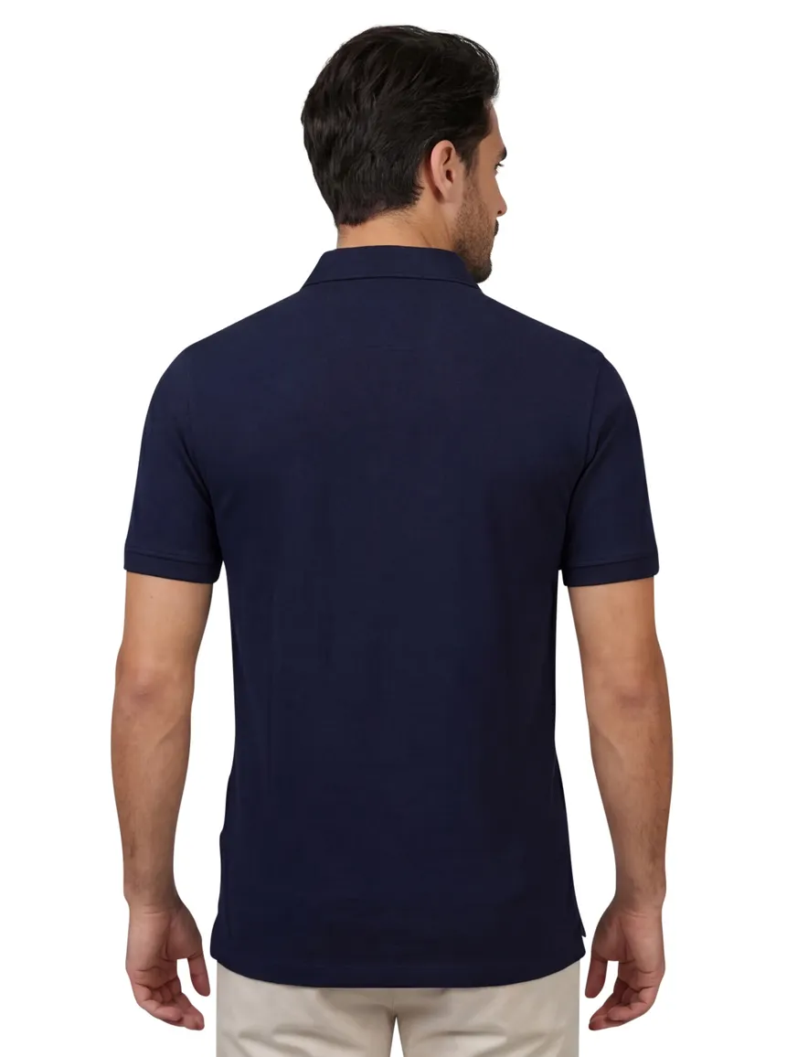 Portofino polo donkerblauw pique 3-knoops