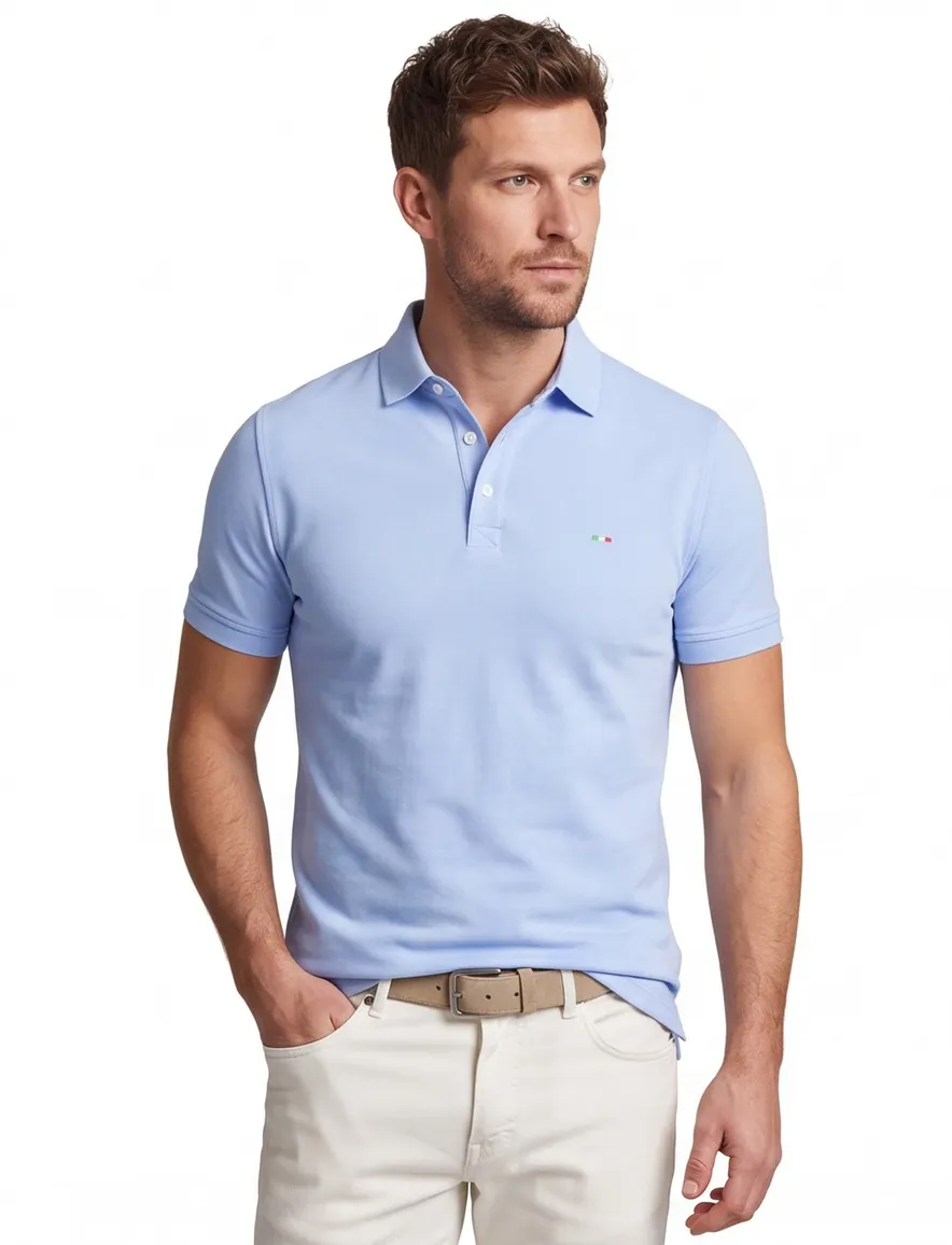 Portofino polo lichtblauw katoen
