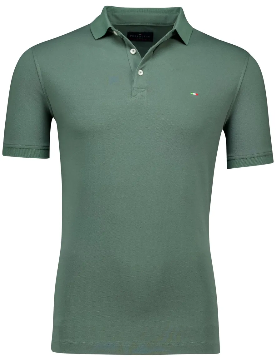 Portofino korte mouw polo groen katoen pique