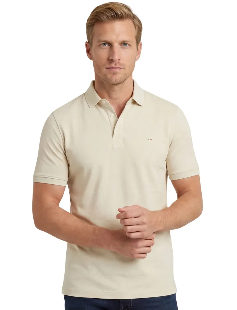 katoenen Portofino polo beige 3 knoops normale fit