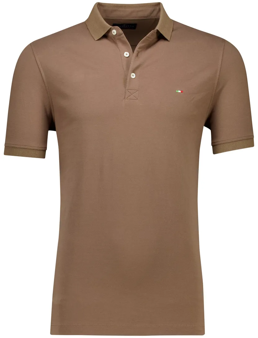 Portofino polo effen bruin normale fit katoen