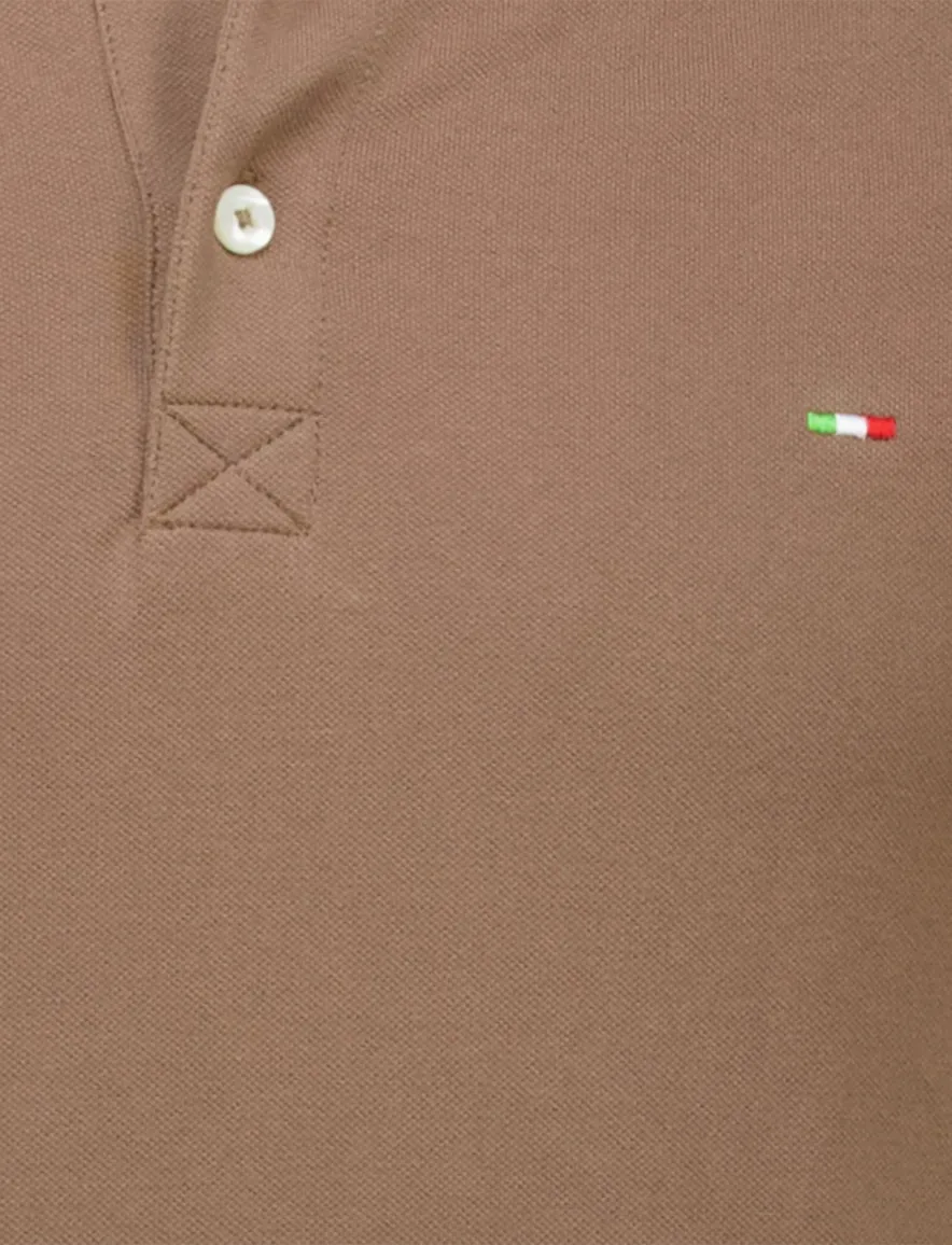 Portofino polo bruin 3 knoops effen
