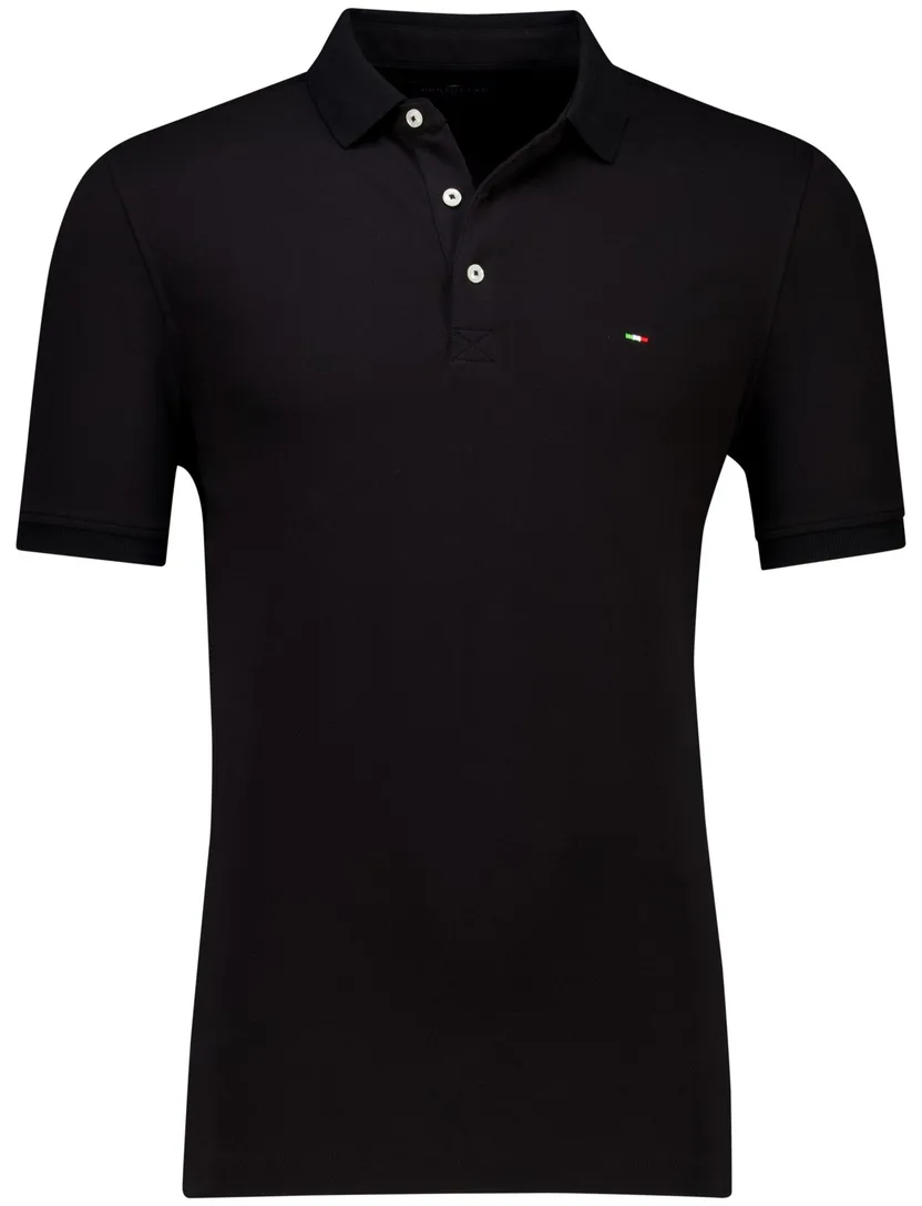 katoenen Portofino polo zwart effen normale fit