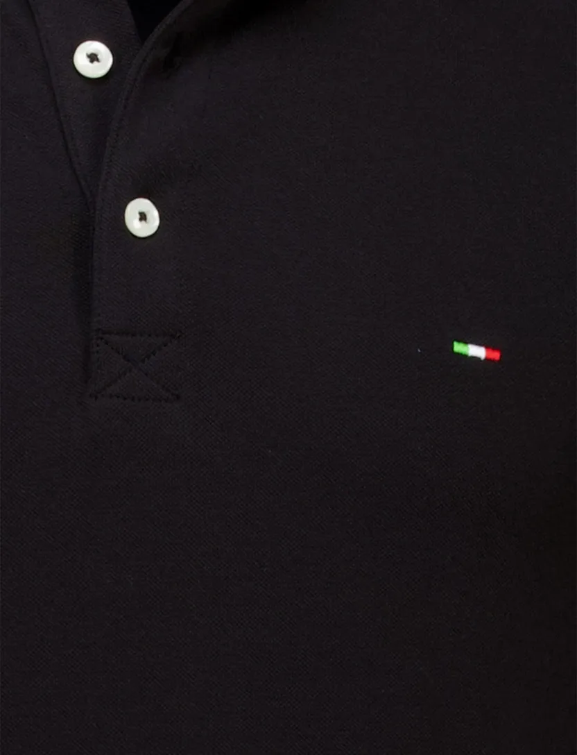 katoenen Portofino polo zwart effen normale fit