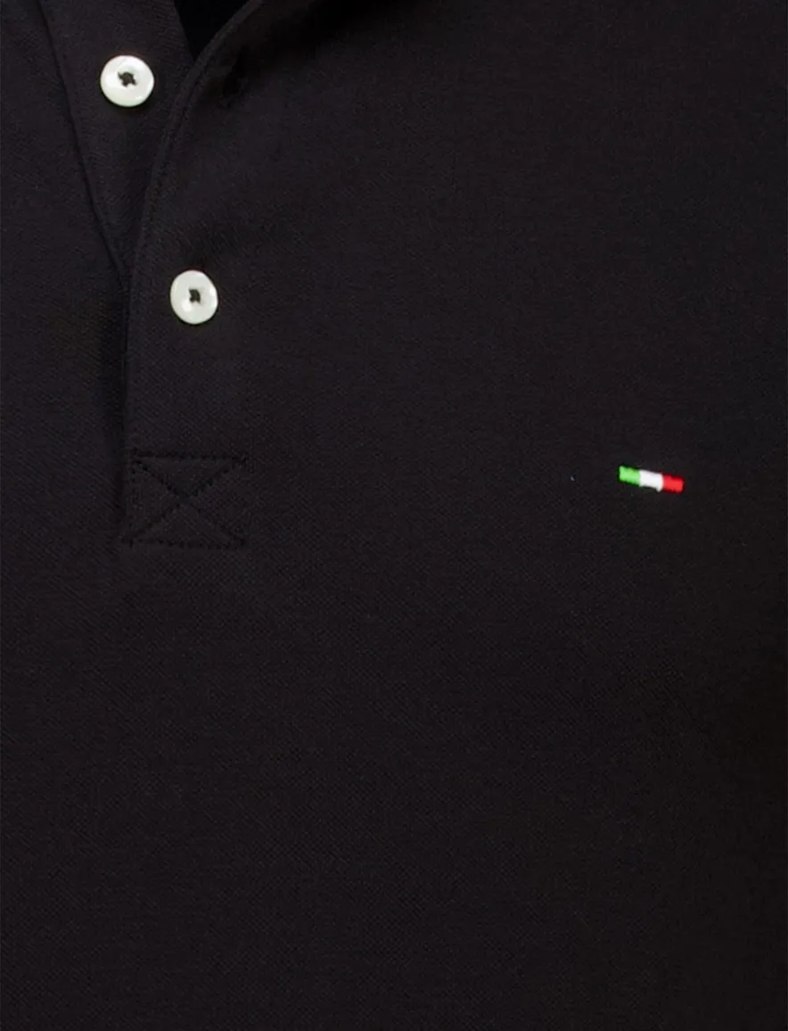 Portofino polo zwart 3 knoops effen