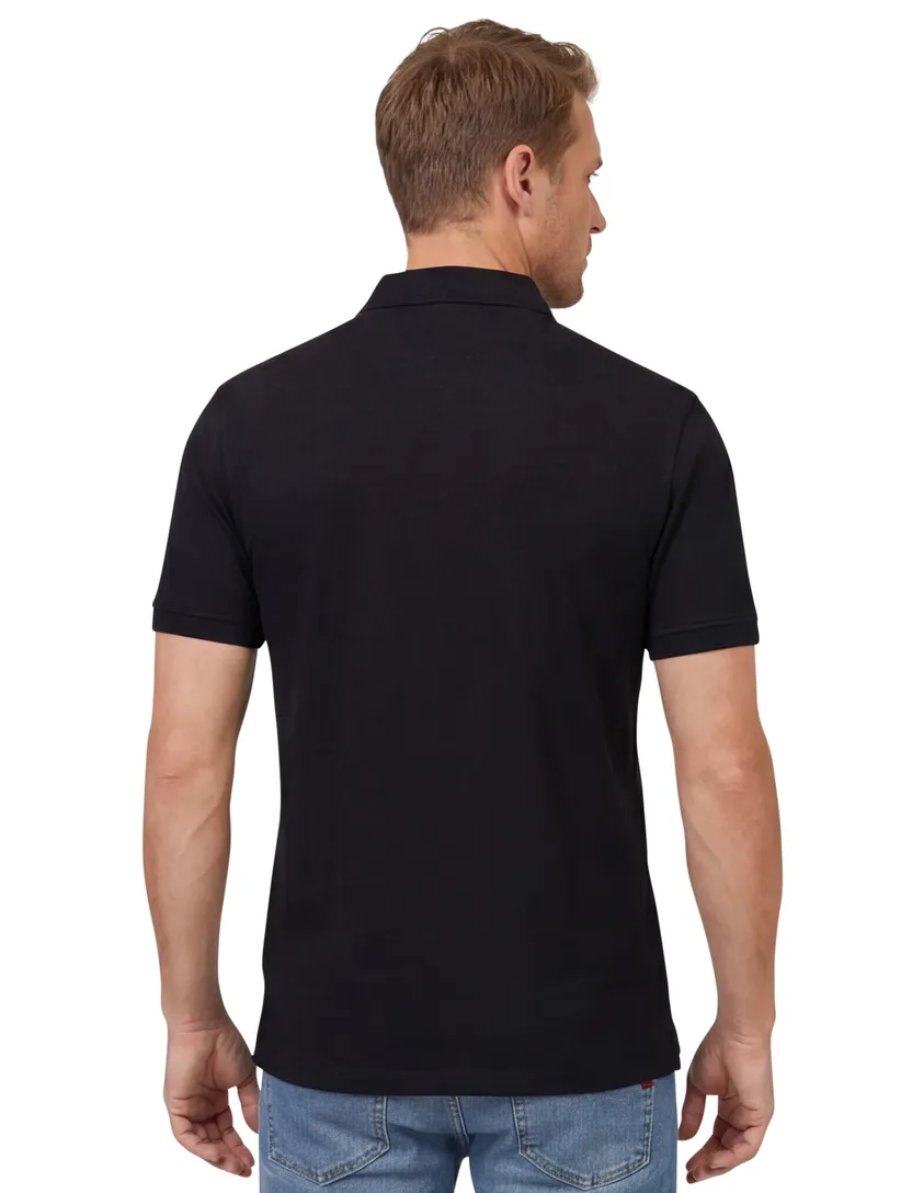 katoenen Portofino polo zwart effen normale fit