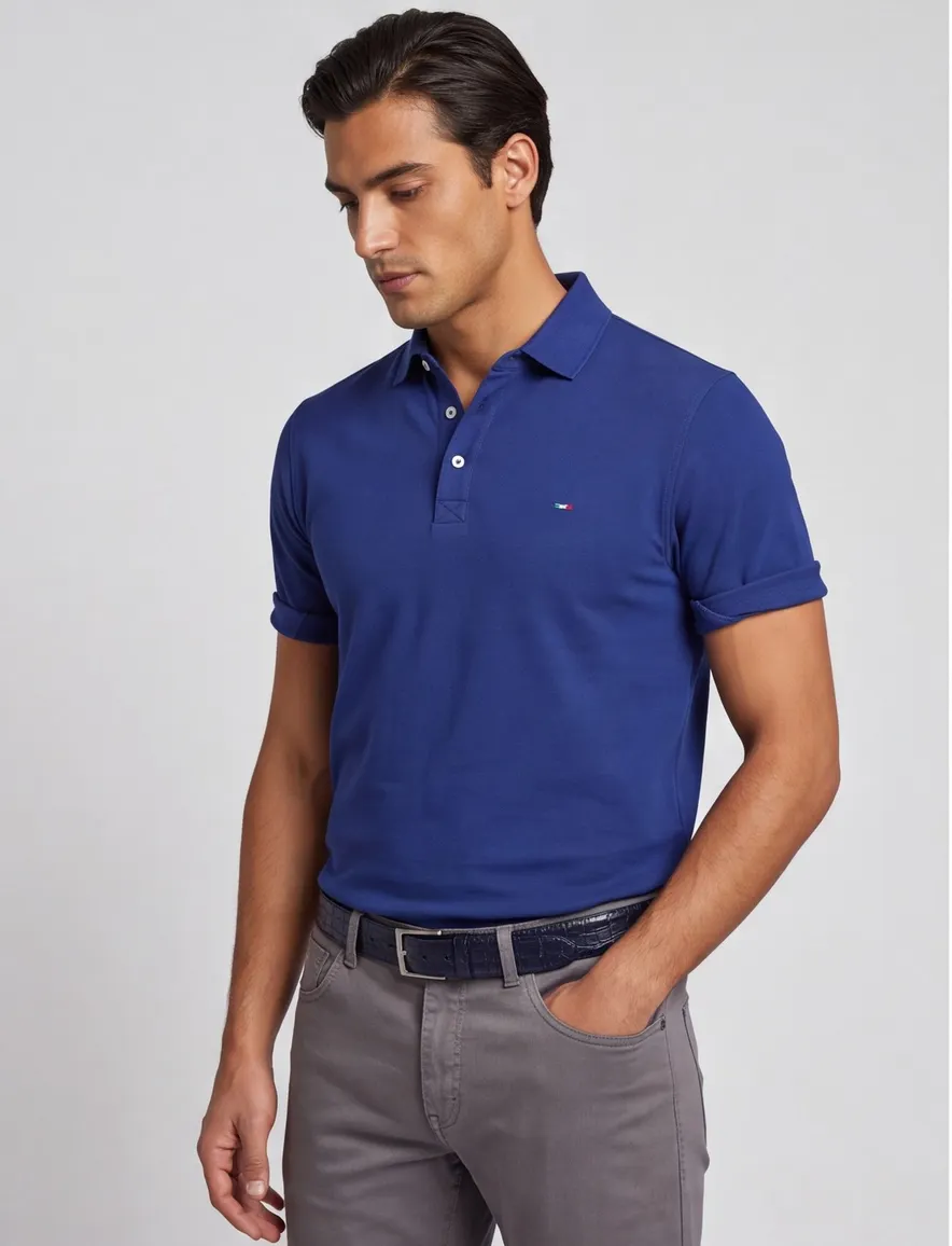 Portofino polo extra lang cobalt korte mouw