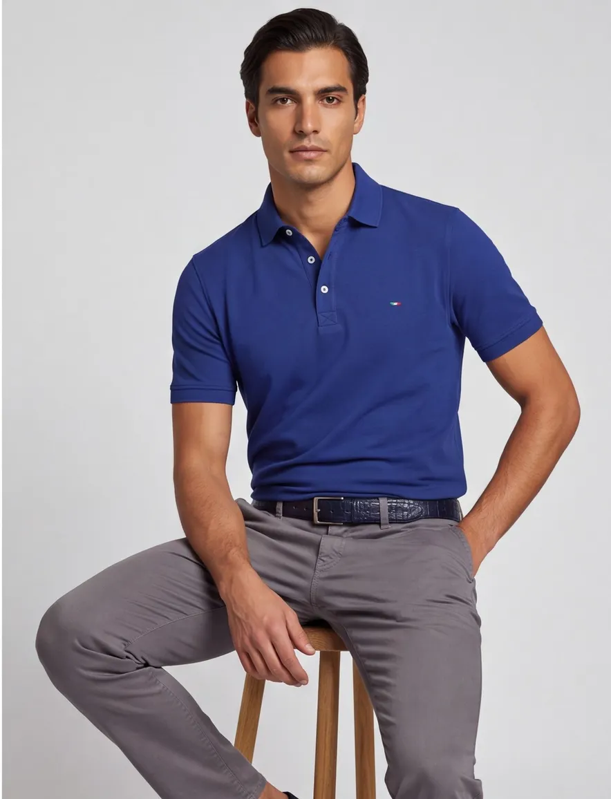 Portofino polo extra lang cobalt korte mouw