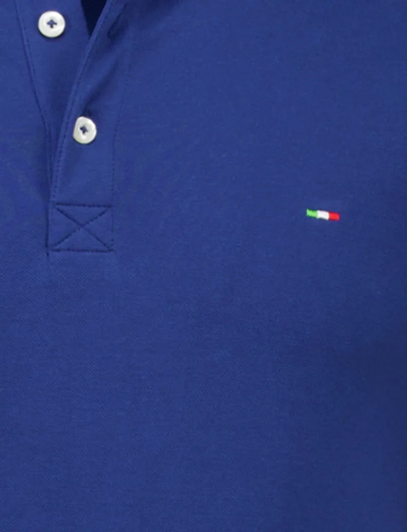 katoenen Portofino polo extra lang kobaltblauw korte mouw