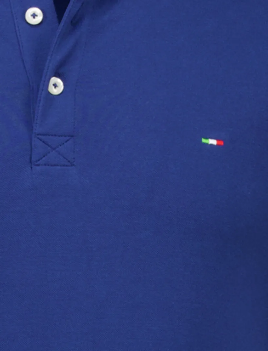 Portofino polo extra lang kobaltblauw effen korte mouw