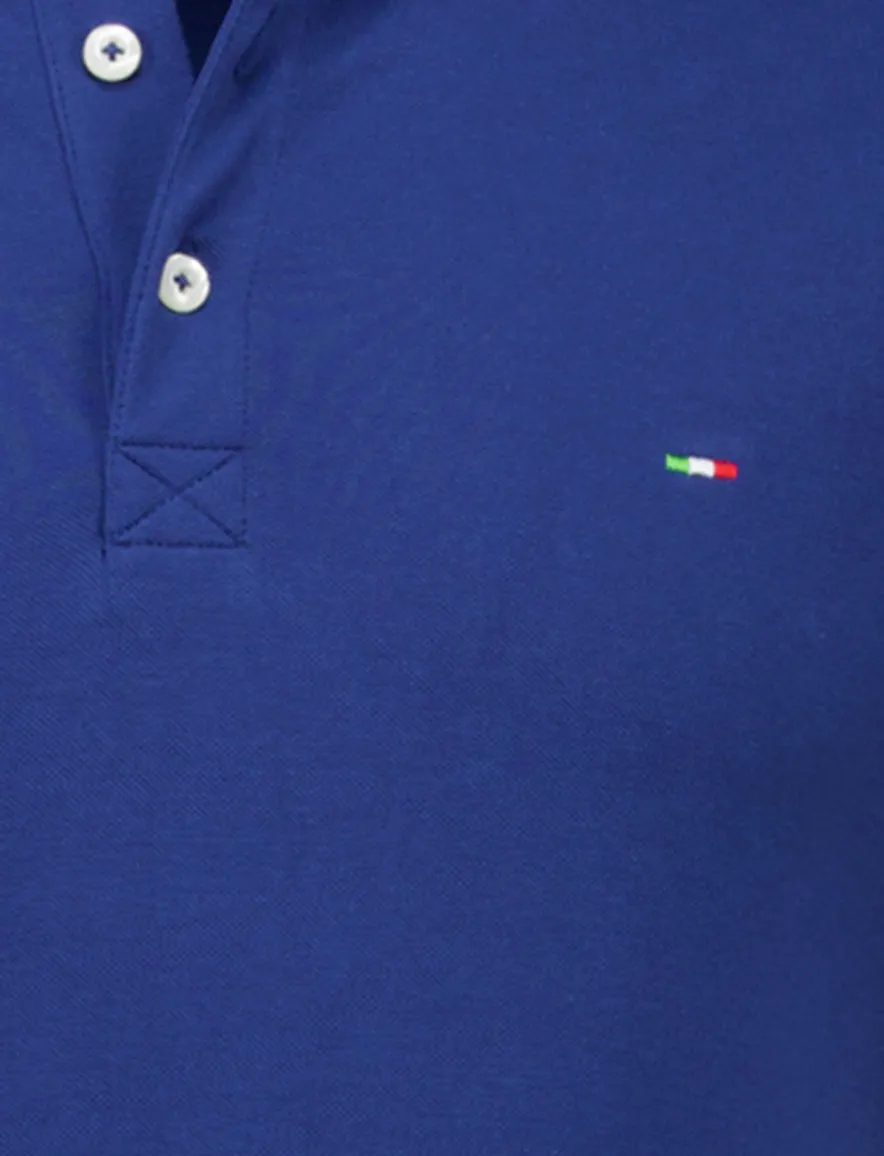 Portofino polo extra lang kobaltblauw effen korte mouw