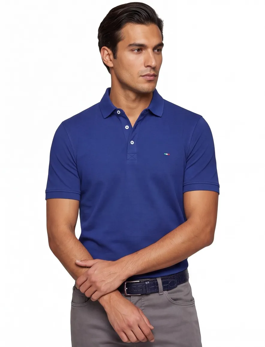 Portofino polo extra lang cobalt korte mouw