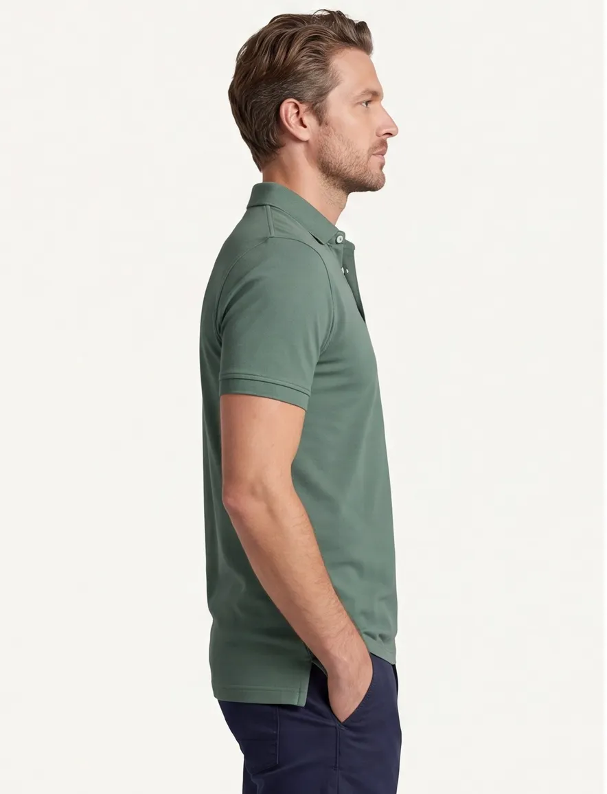 Portofino 3 knoops polo extra lang groen