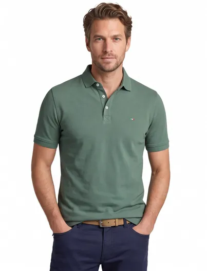 Portofino Portofino 3 knoops polo extra lang groen