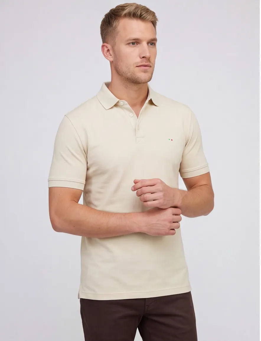 Portofino polo extra lang beige 3-knoops