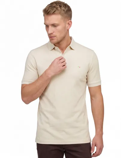 Portofino Portofino polo extra lang beige katoen