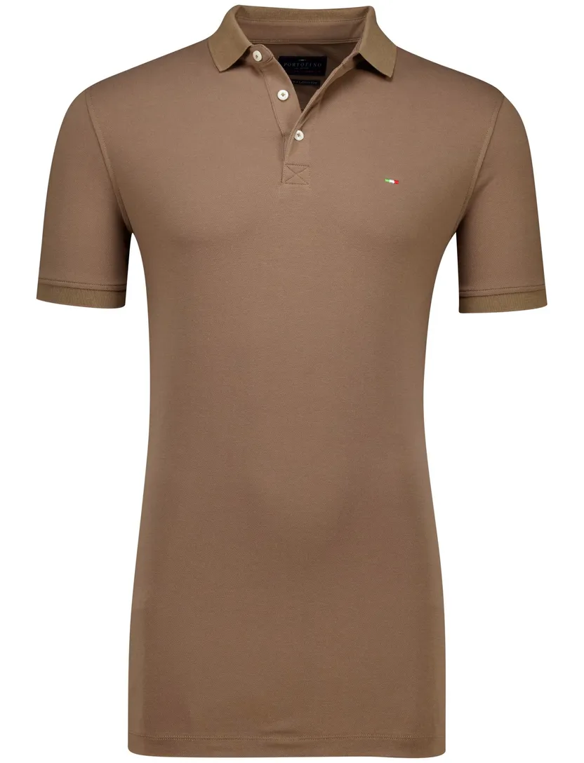Portofino polo extra lang bruin katoen