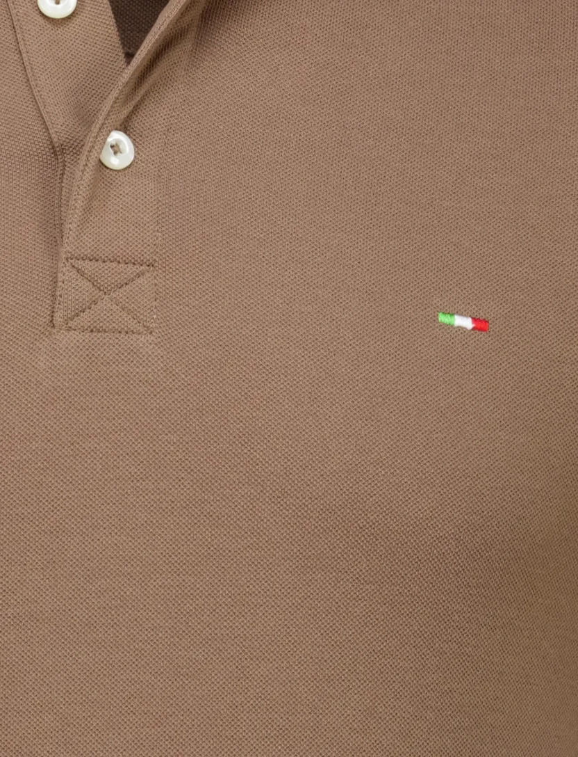 Portofino polo extra lang bruin katoen