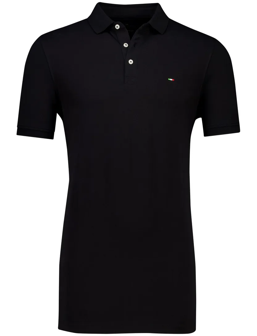 Portofino polo extra lang zwart pique katoen